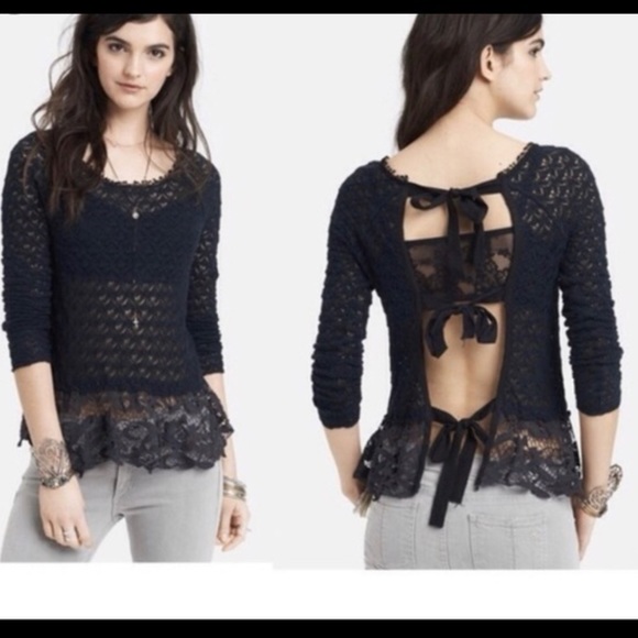 Free People NWT Tie-back & Mixed Media Top - Picture 2 of 6